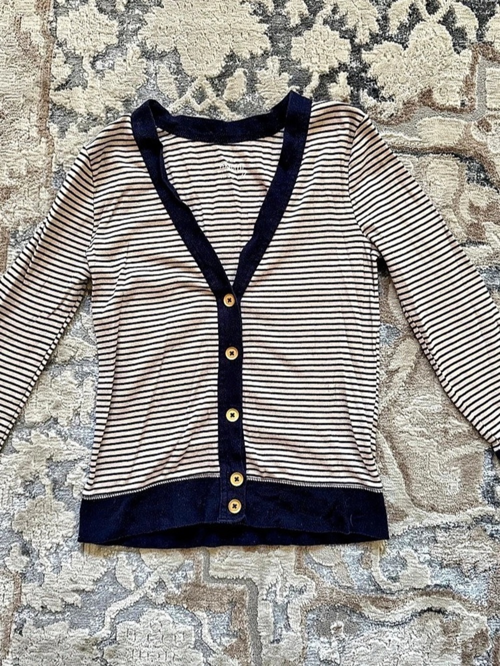 J.Crew Perfect Fit Cardigan Striped Cotton Black & White Small